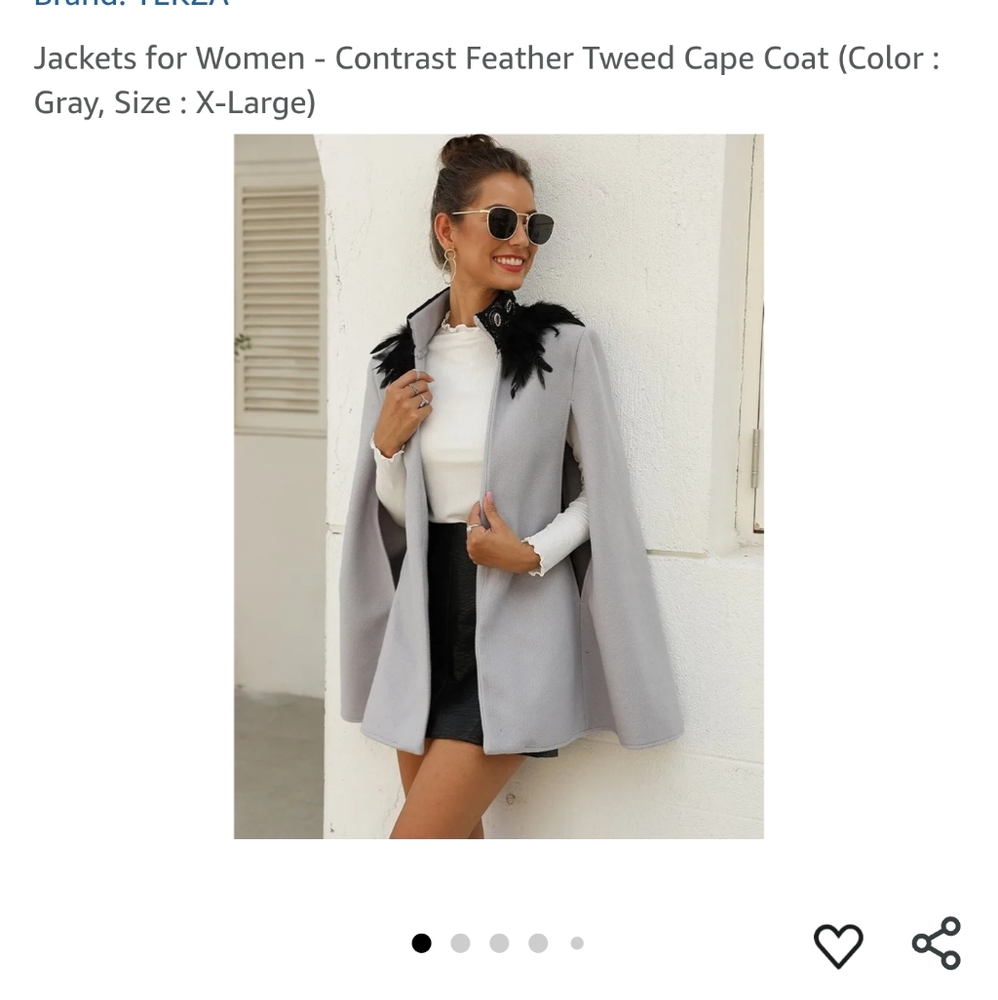 Contrast Feather Cape/Coat